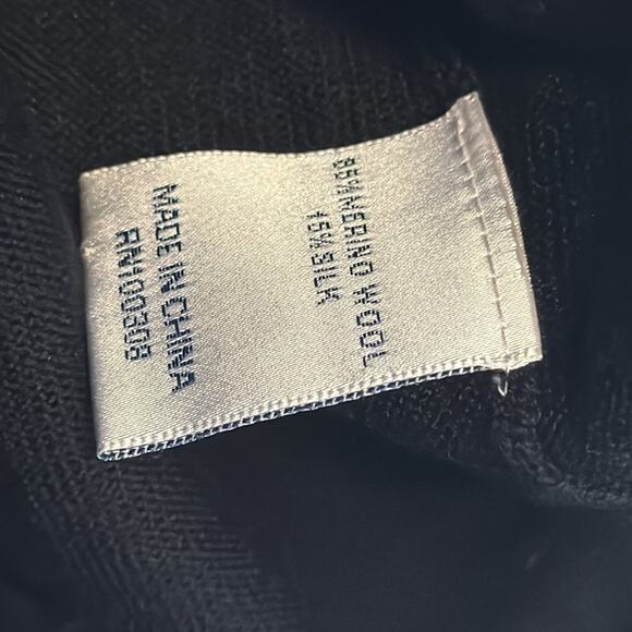 Peter Millar Nappa Quarter-Zip Merino Wool Silk Blend Black Sweater Size: XL - Picture 7 of 8